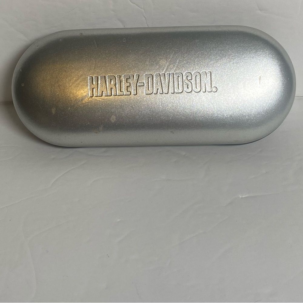Harley-Davidson Silver and Black Hinged HardโEyeglass Case
